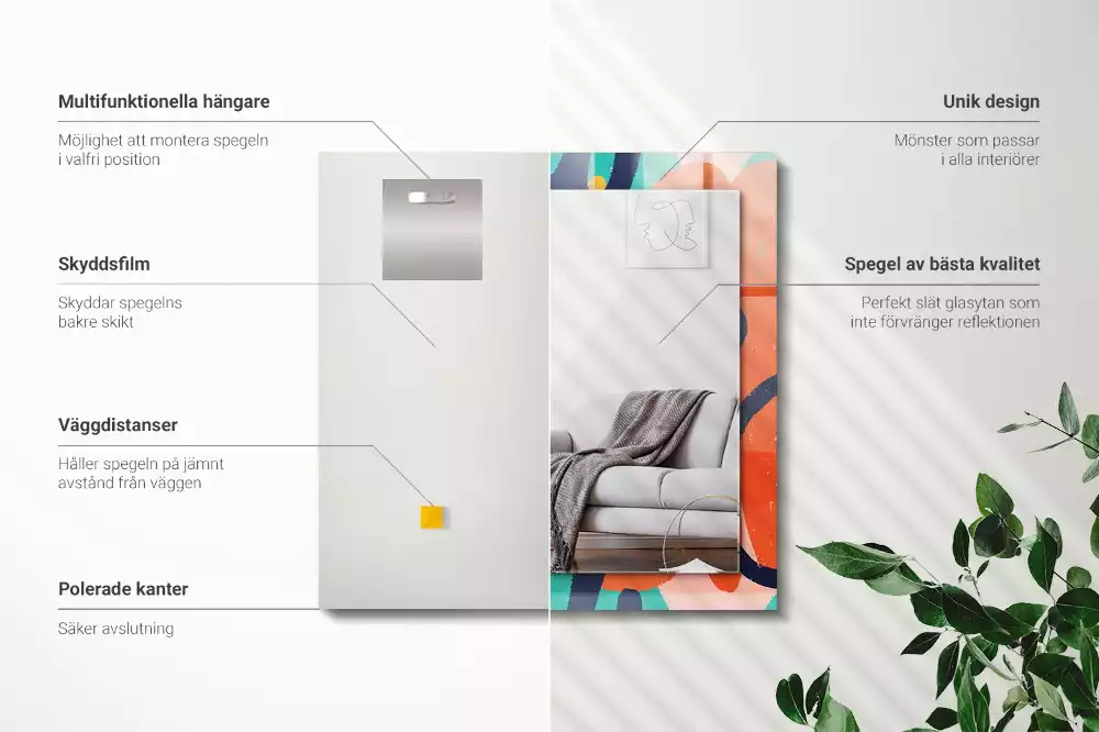 Miroir décoratif rectangulaire Graphisme abstrait coloré