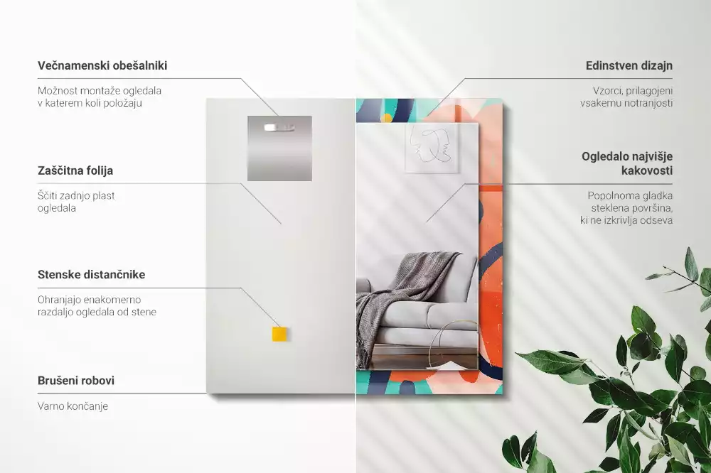 Miroir décoratif rectangulaire Graphisme abstrait coloré