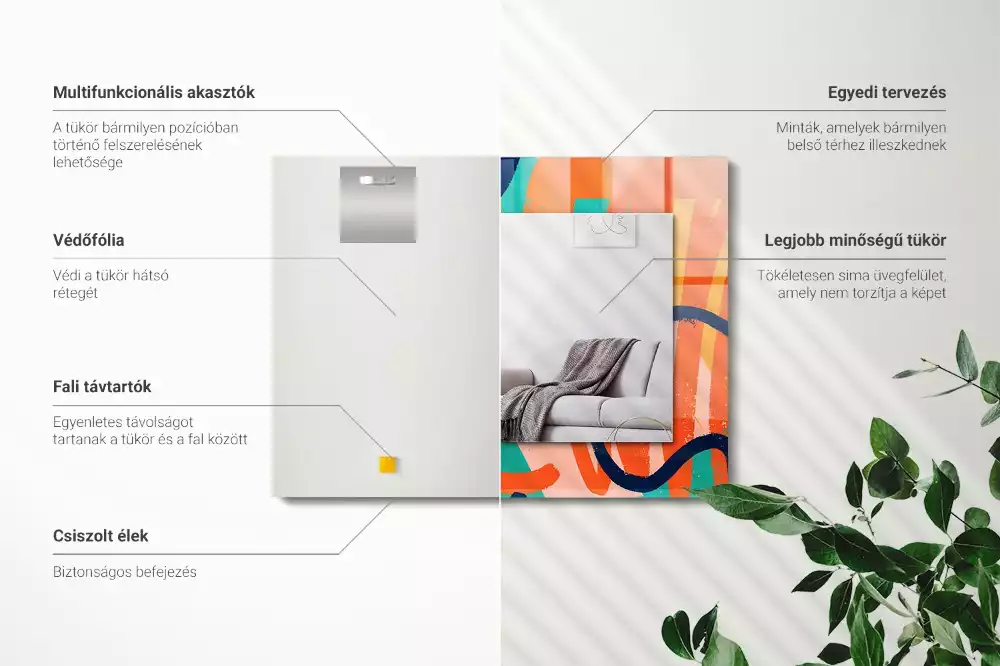 Miroir décoratif rectangulaire Graphisme abstrait coloré