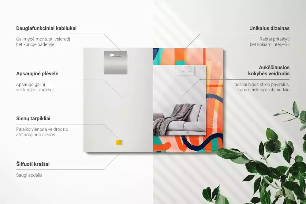 Miroir décoratif rectangulaire Graphisme abstrait coloré