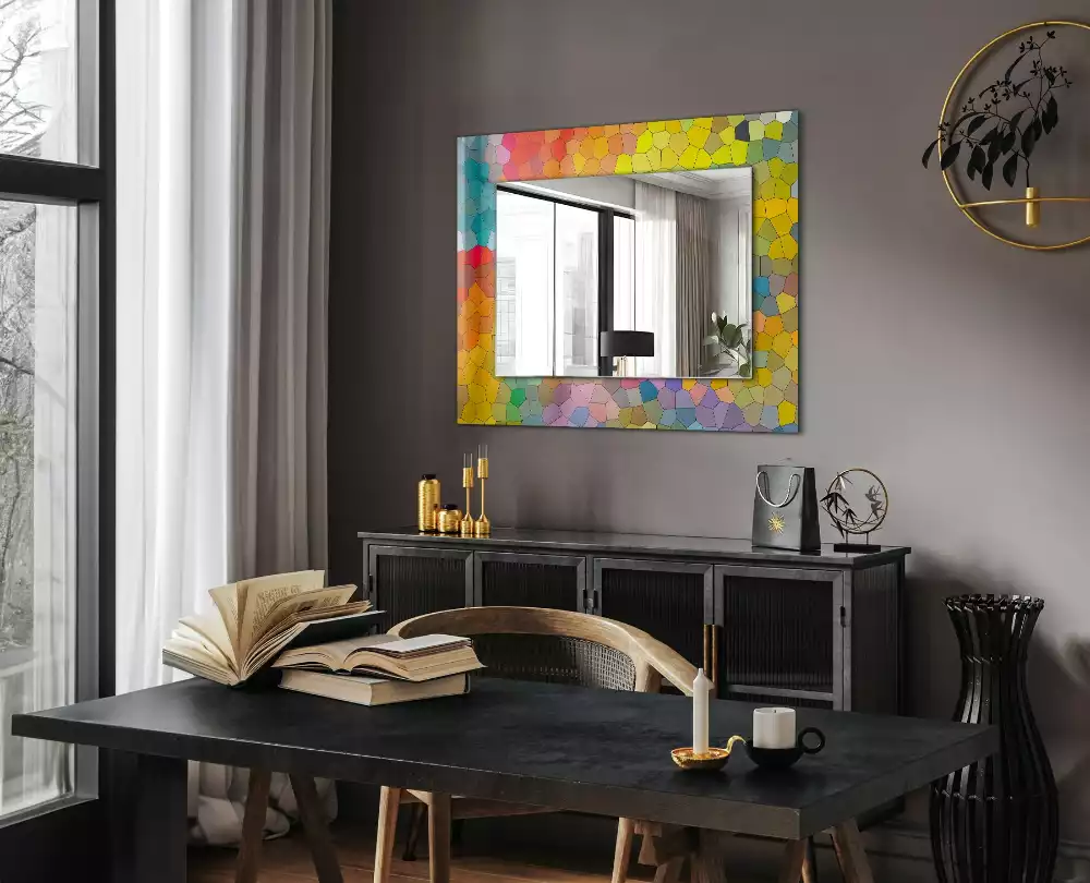 Miroir avec imprimé rectangulaire Mosaïque abstraite colorée