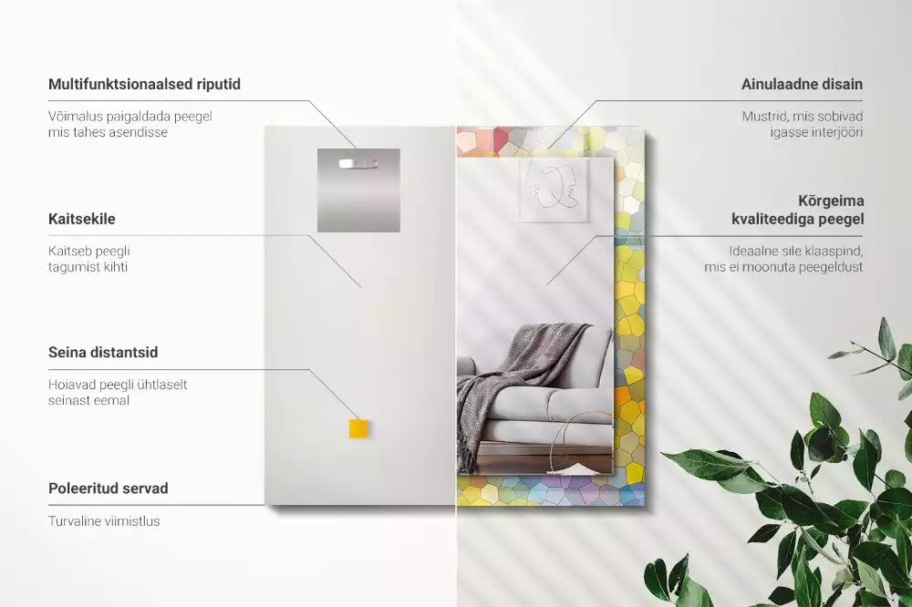 Miroir avec imprimé rectangulaire Mosaïque abstraite colorée