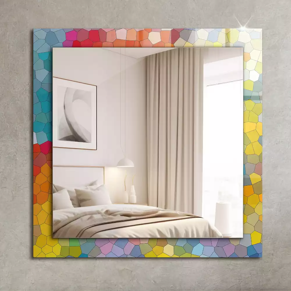 Miroir avec imprimé rectangulaire Mosaïque abstraite colorée
