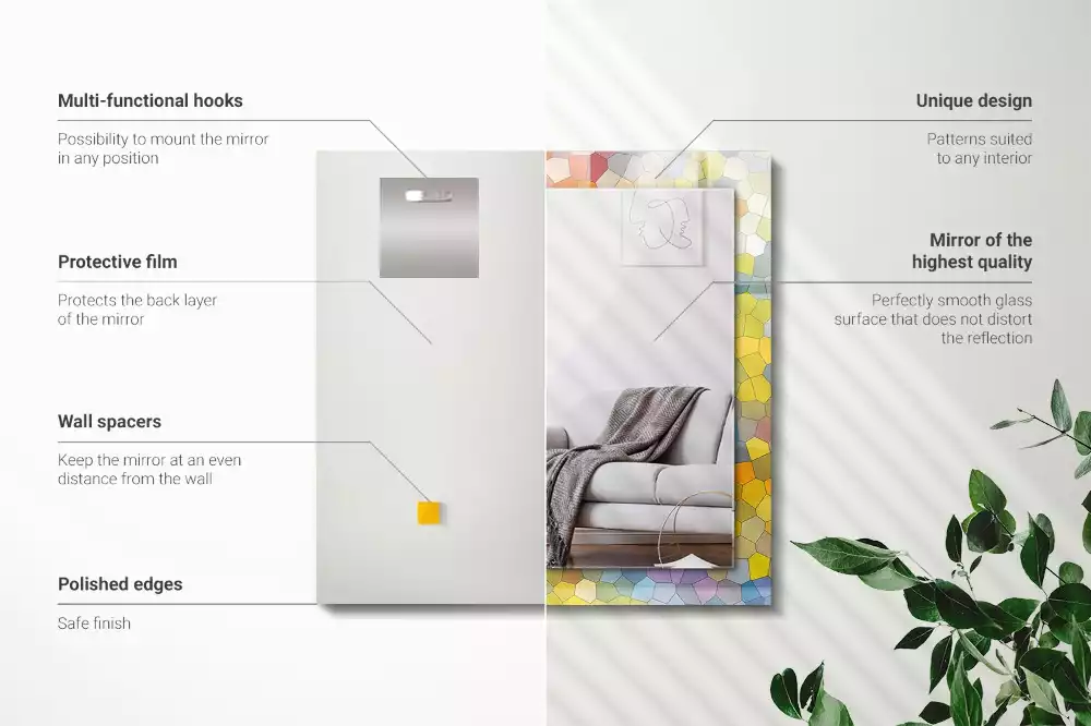 Miroir avec imprimé rectangulaire Mosaïque abstraite colorée