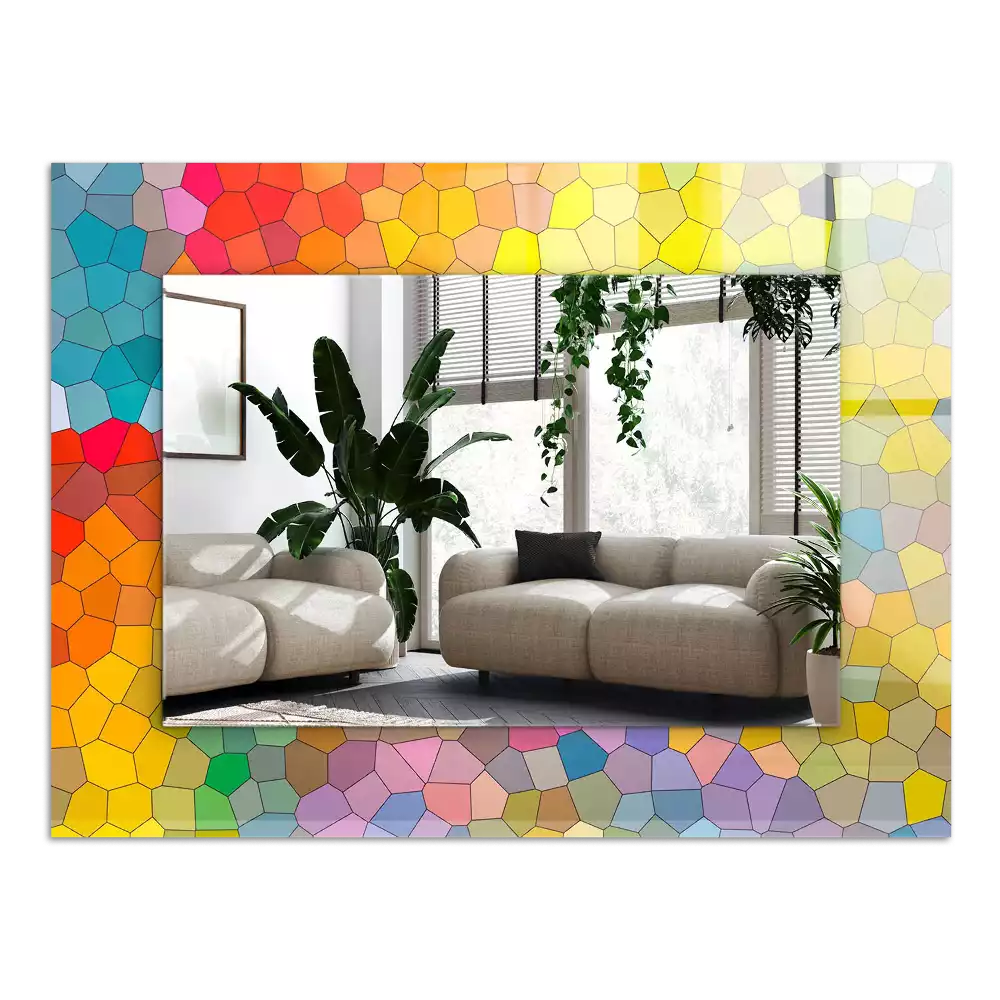 Miroir avec imprimé rectangulaire Mosaïque abstraite colorée