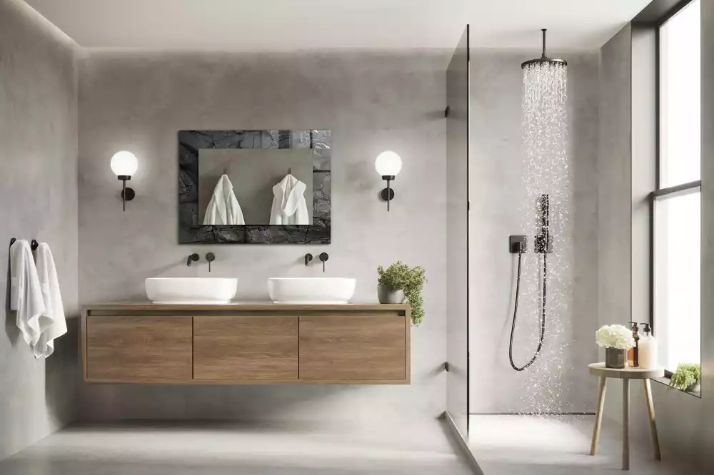 Miroir décoratif rectangulaire Roche noire fissures