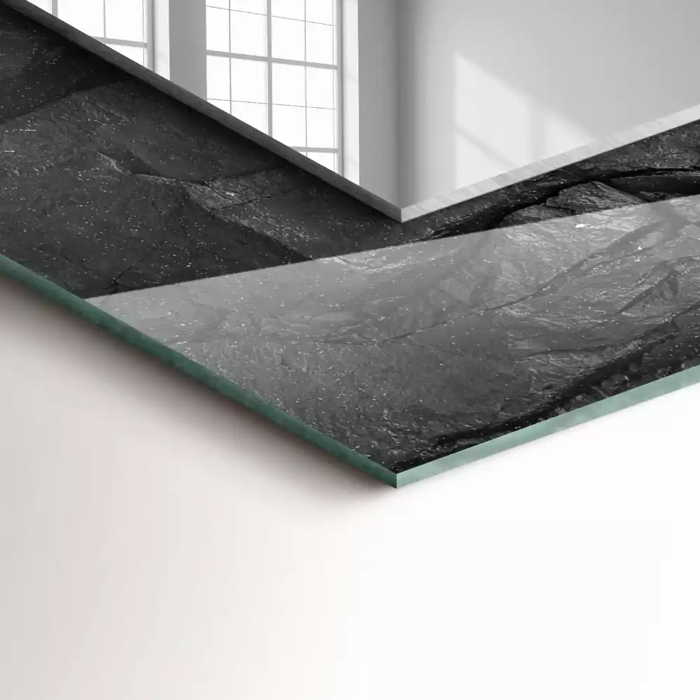 Miroir décoratif rectangulaire Roche noire fissures