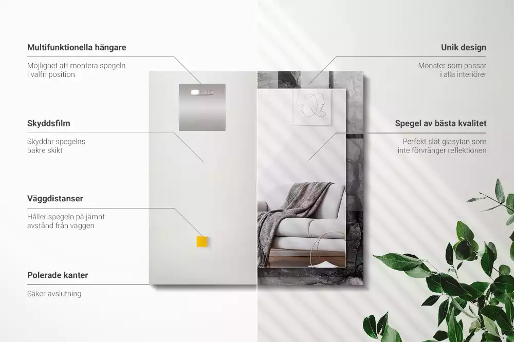 Miroir décoratif rectangulaire Roche noire fissures