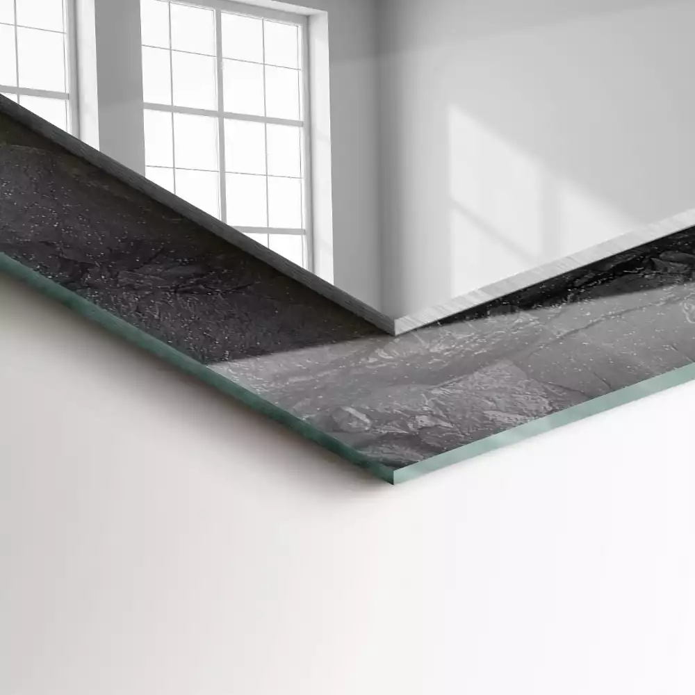 Miroir décoratif rectangulaire Roche noire fissures