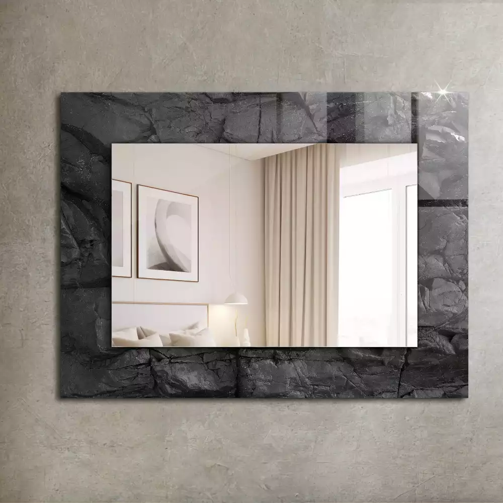 Miroir décoratif rectangulaire Roche noire fissures