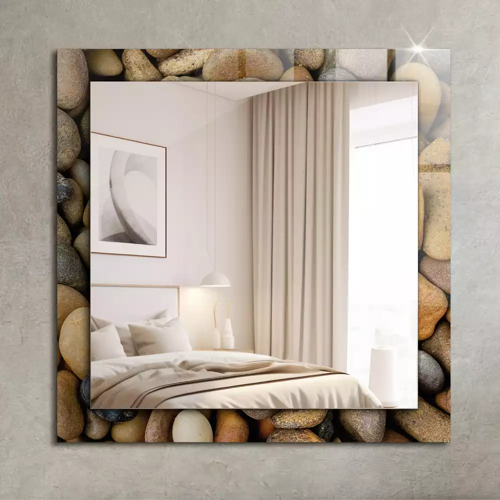 Miroir avec imprimé décoratif rectangulaire Pierres lisses colorées