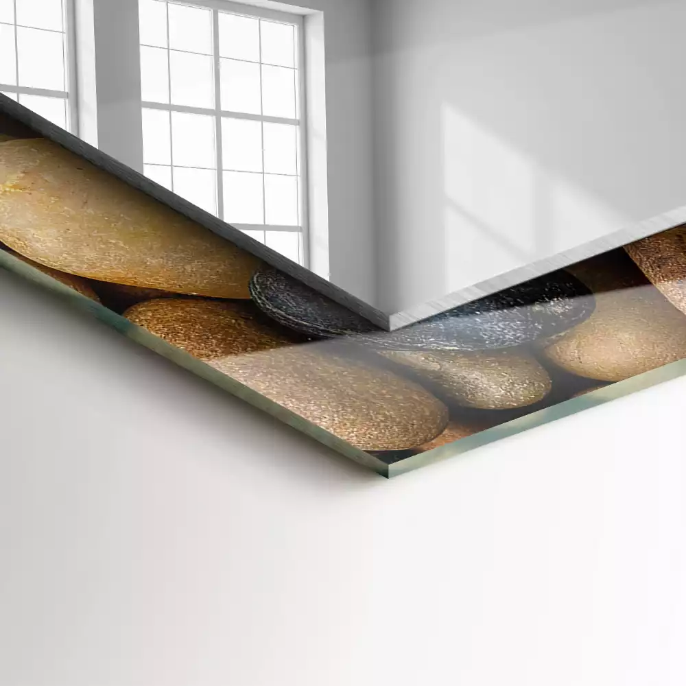Miroir avec imprimé décoratif rectangulaire Pierres lisses colorées