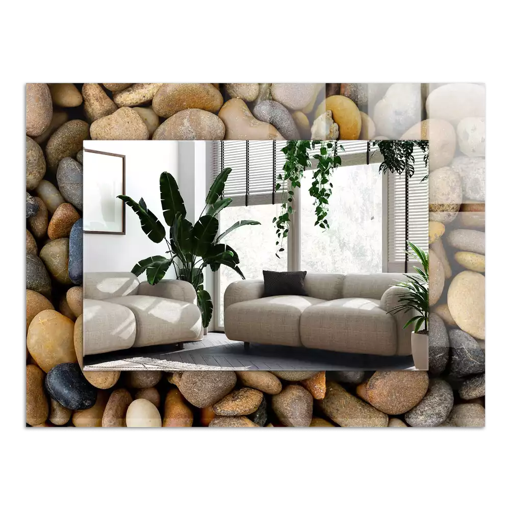 Miroir avec imprimé décoratif rectangulaire Pierres lisses colorées