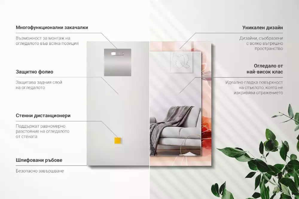 Miroir décoratif rectangulaire Motifs floraux abstraits