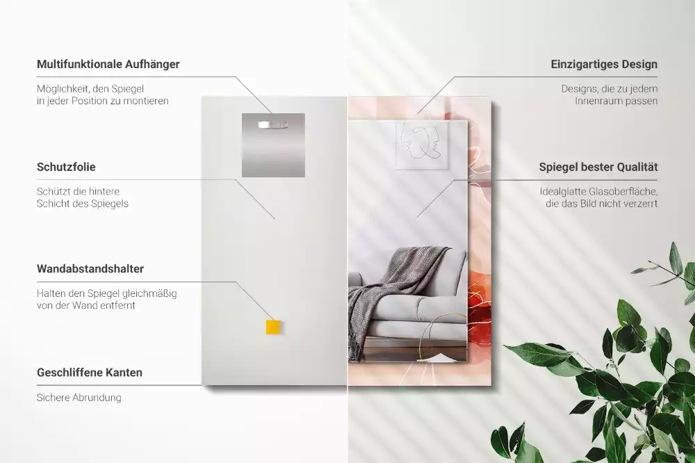 Miroir décoratif rectangulaire Motifs floraux abstraits