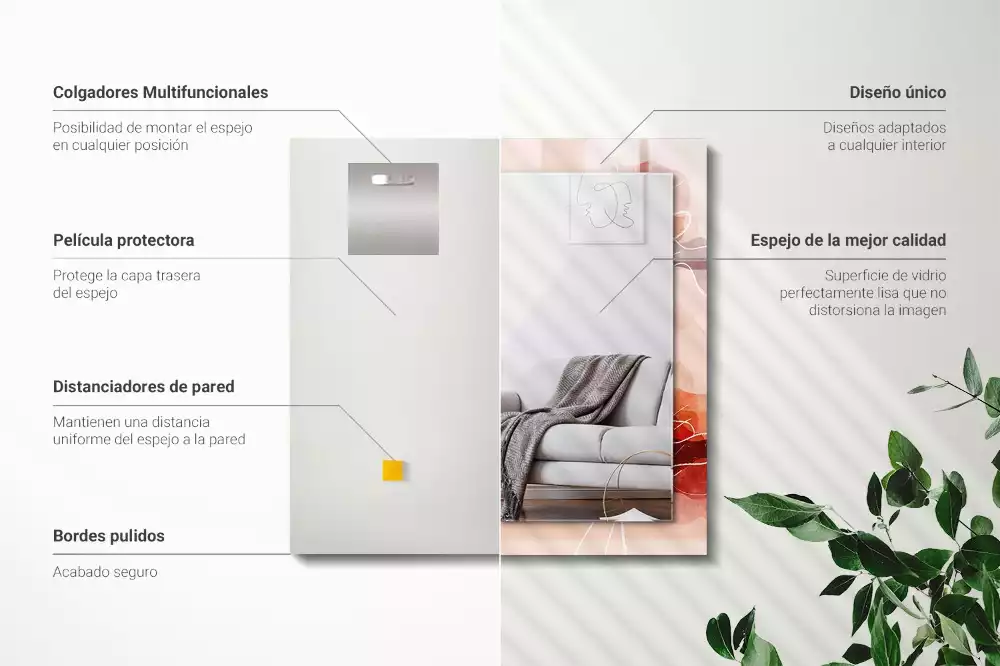 Miroir décoratif rectangulaire Motifs floraux abstraits