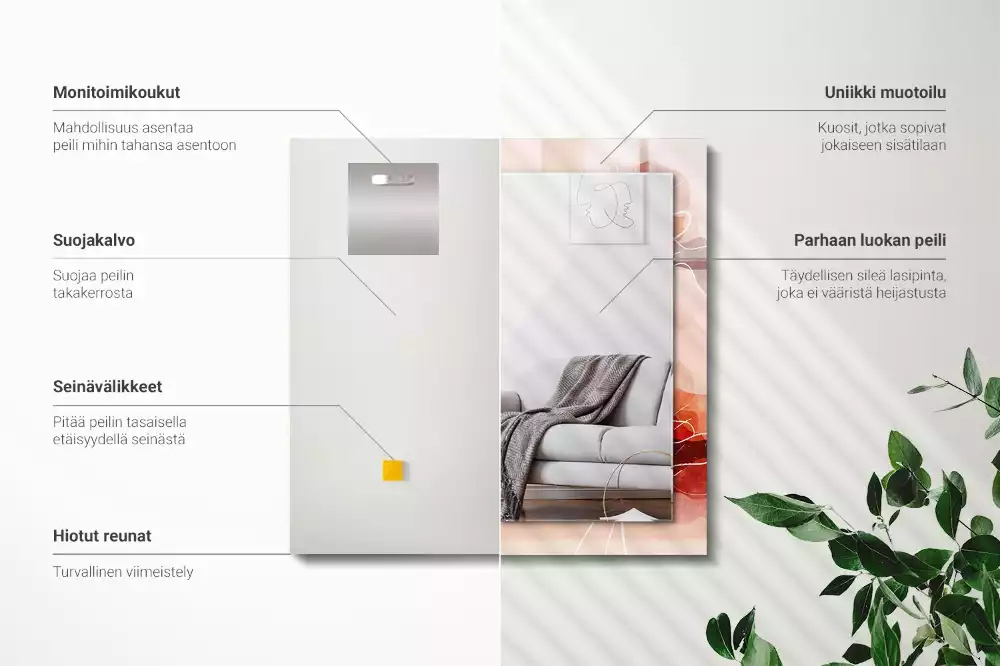 Miroir décoratif rectangulaire Motifs floraux abstraits