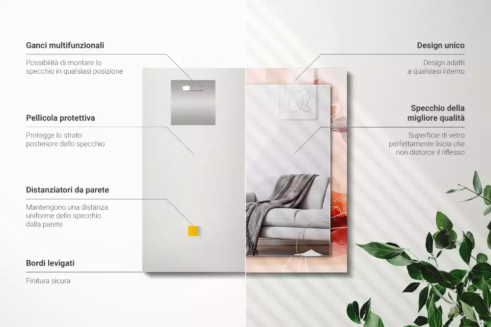 Miroir décoratif rectangulaire Motifs floraux abstraits