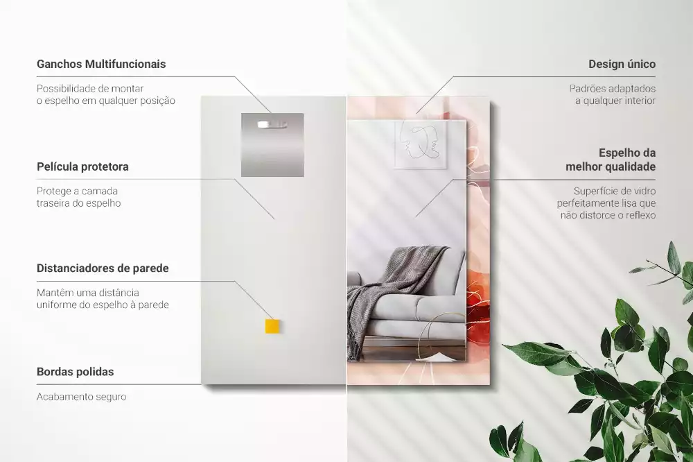 Miroir décoratif rectangulaire Motifs floraux abstraits