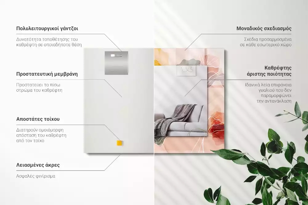 Miroir décoratif rectangulaire Motifs floraux abstraits