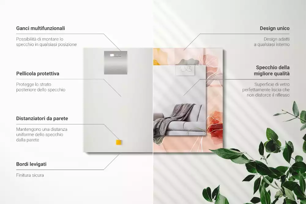 Miroir décoratif rectangulaire Motifs floraux abstraits