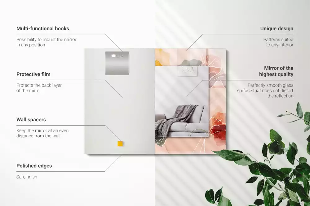 Miroir décoratif rectangulaire Motifs floraux abstraits