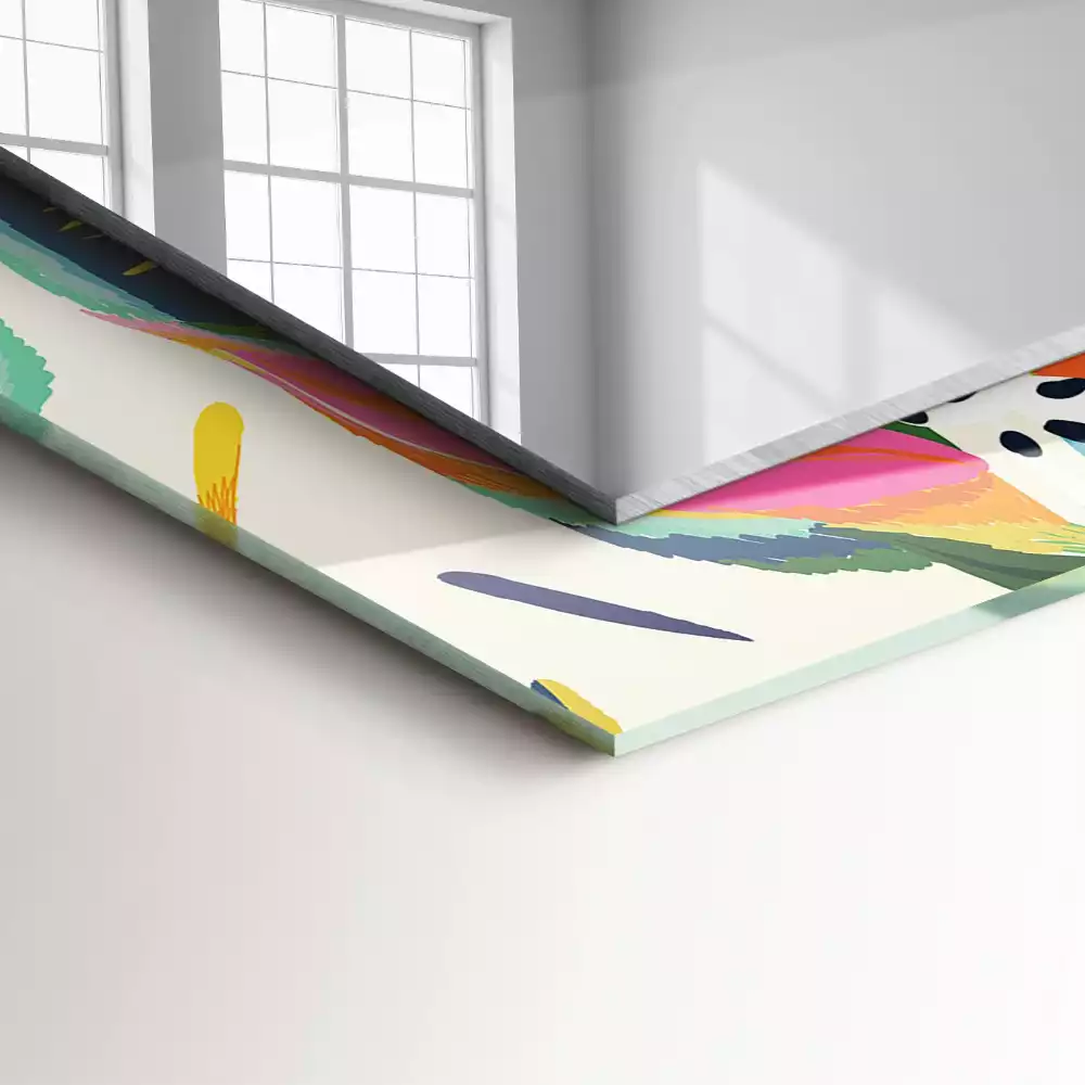 Miroir avec imprimé rectangulaire Motif feuilles colorées