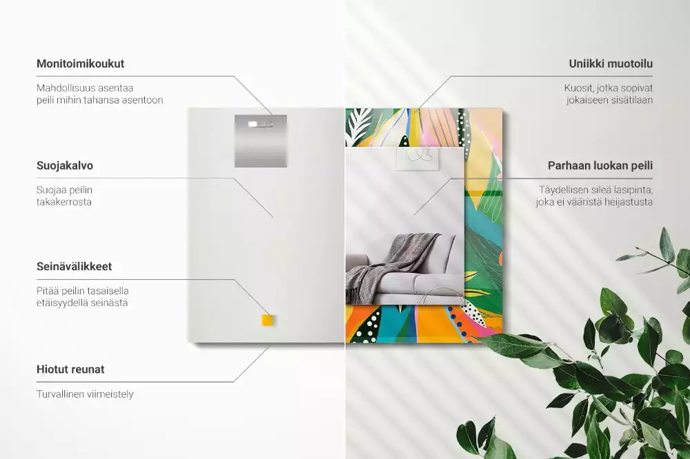 Miroir avec imprimé décoratif rectangulaire Motif abstrait coloré