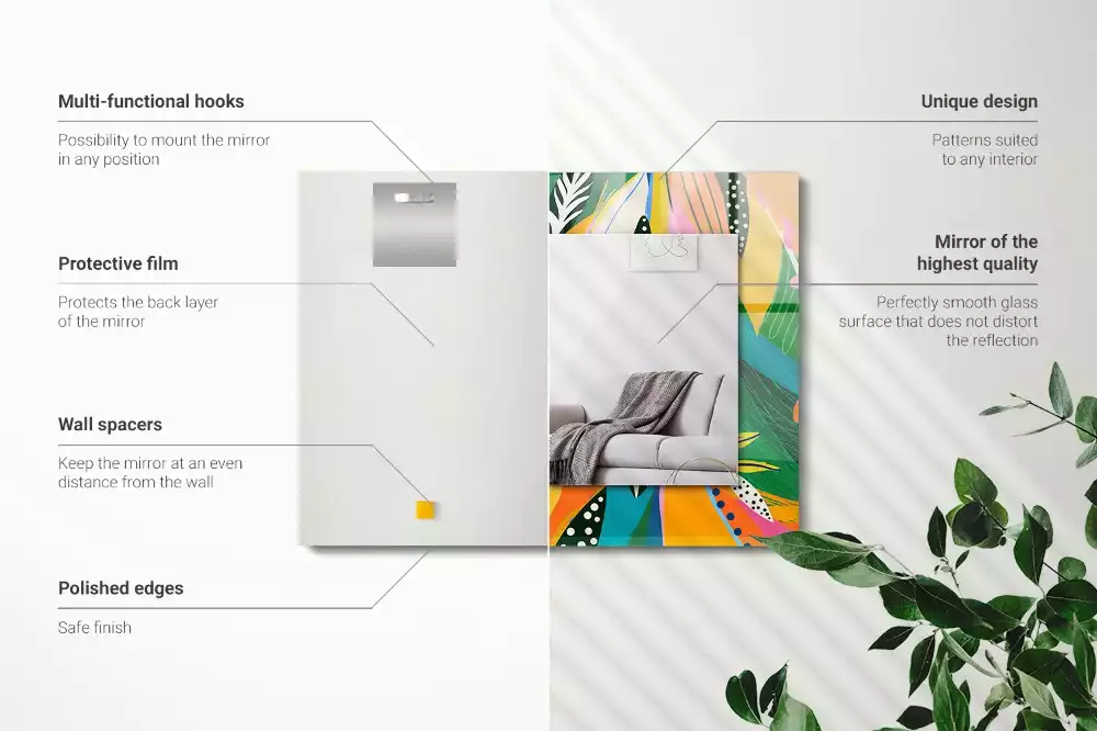 Miroir avec imprimé décoratif rectangulaire Motif abstrait coloré