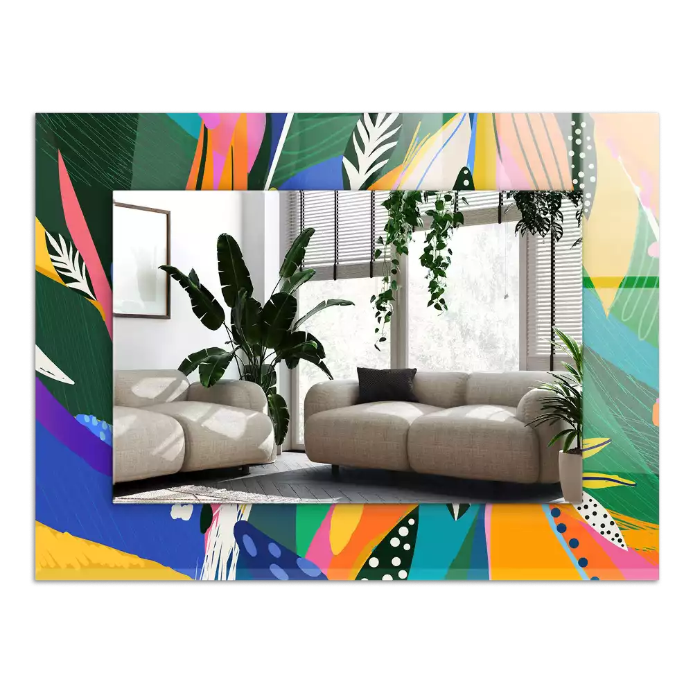 Miroir avec imprimé décoratif rectangulaire Motif abstrait coloré