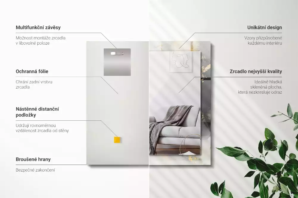 Miroir décoratif rectangulaire Art moderne abstrait