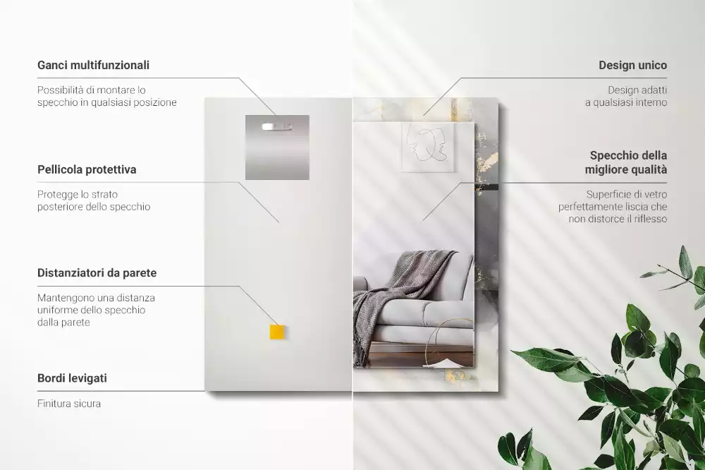 Miroir décoratif rectangulaire Art moderne abstrait