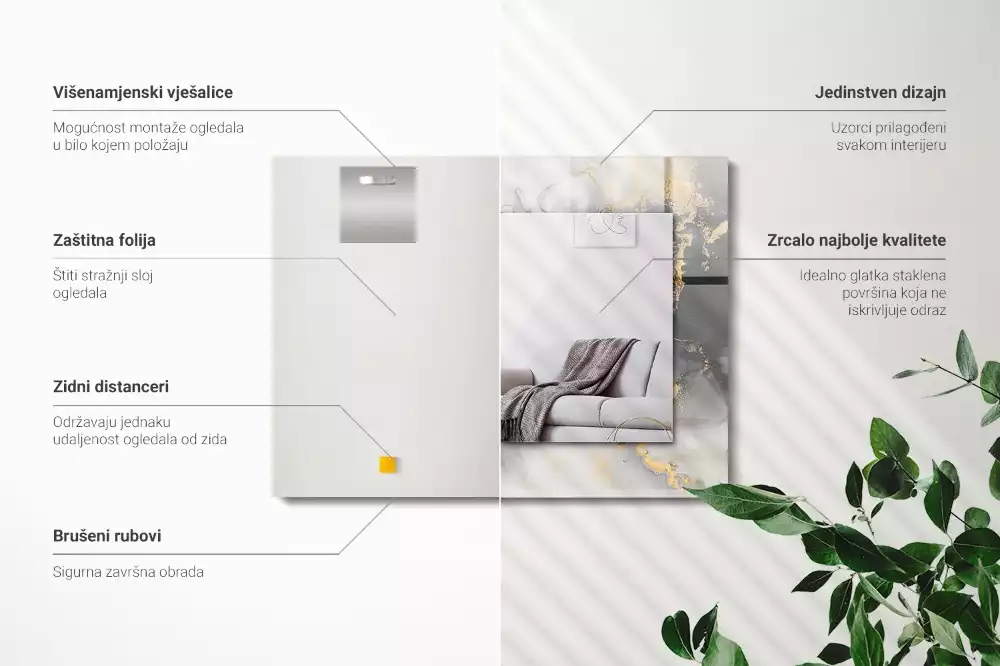 Miroir décoratif rectangulaire Art moderne abstrait