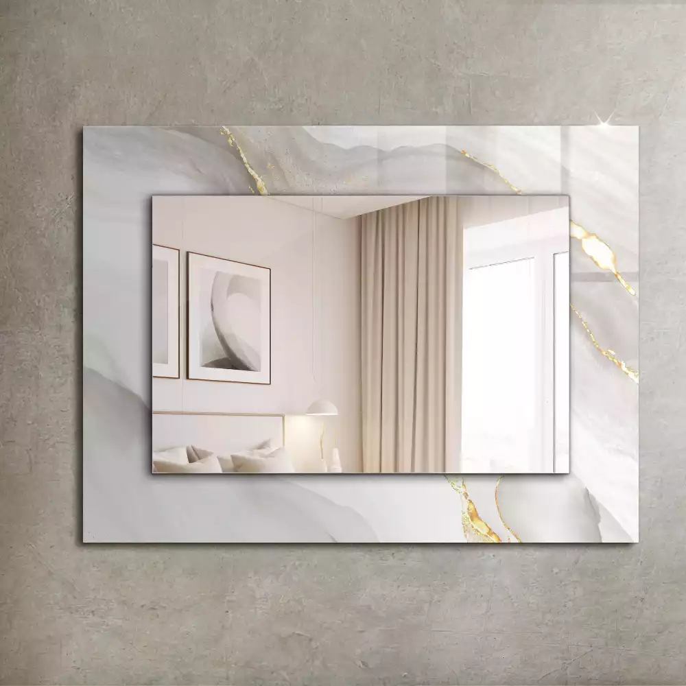 Miroir avec imprimé décoratif rectangulaire Marbre gris