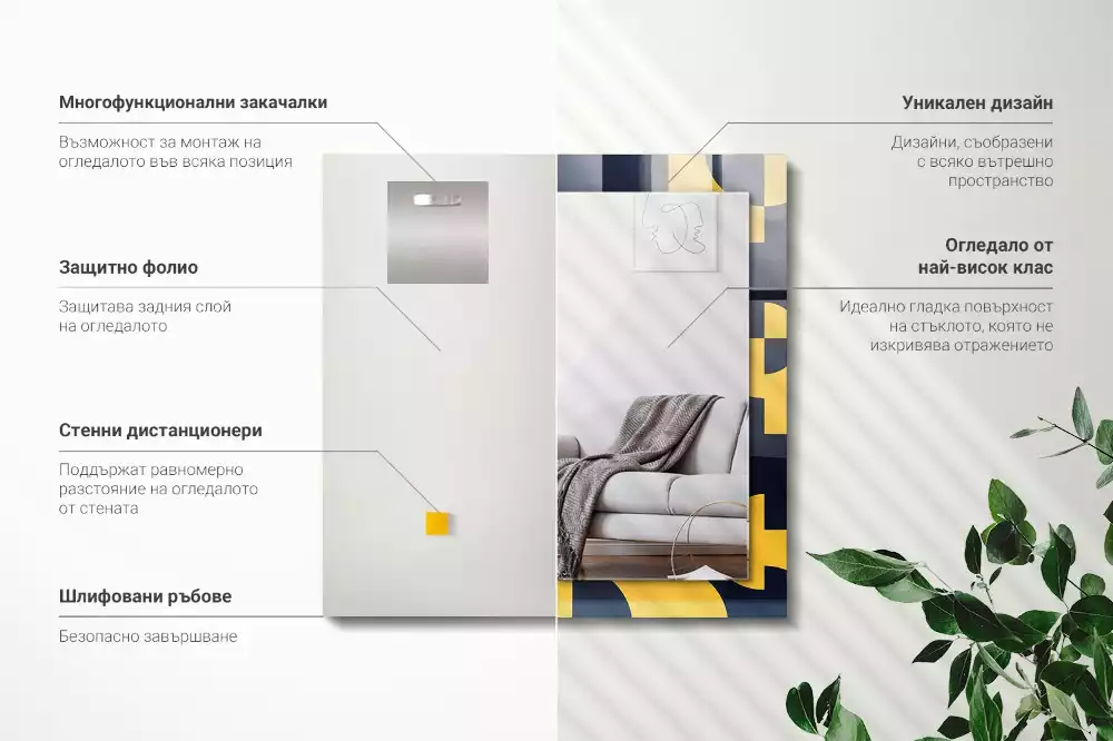 Miroir décoratif rectangulaire Motif géométrique abstrait