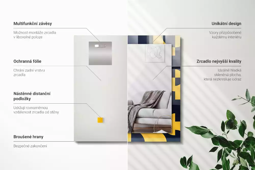 Miroir décoratif rectangulaire Motif géométrique abstrait