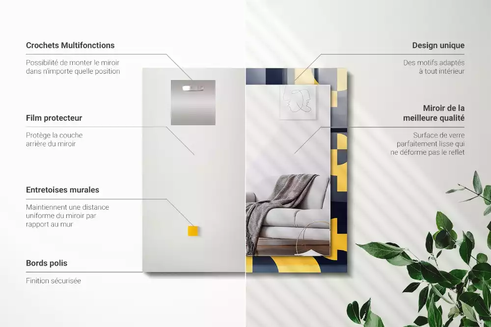 Miroir décoratif rectangulaire Motif géométrique abstrait