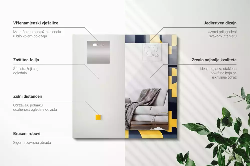 Miroir décoratif rectangulaire Motif géométrique abstrait