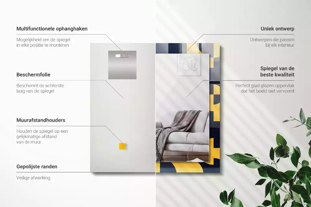 Miroir décoratif rectangulaire Motif géométrique abstrait