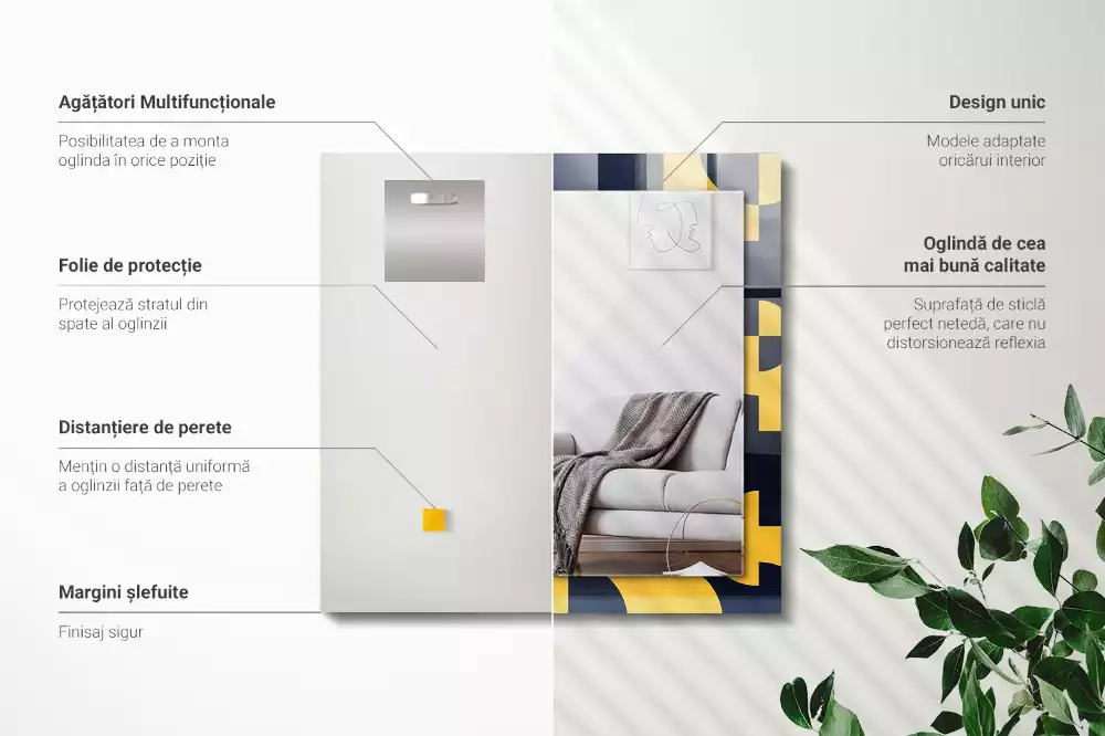 Miroir décoratif rectangulaire Motif géométrique abstrait