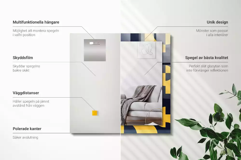 Miroir décoratif rectangulaire Motif géométrique abstrait