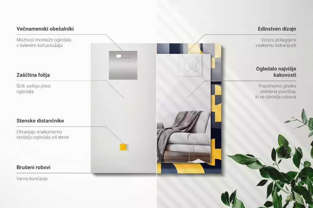 Miroir décoratif rectangulaire Motif géométrique abstrait