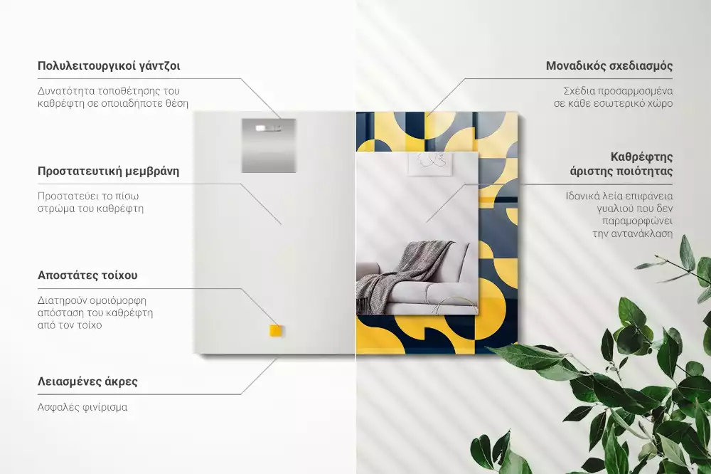 Miroir décoratif rectangulaire Motif géométrique abstrait