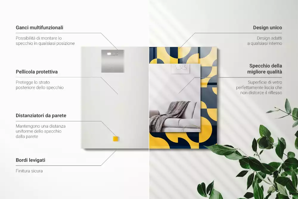 Miroir décoratif rectangulaire Motif géométrique abstrait