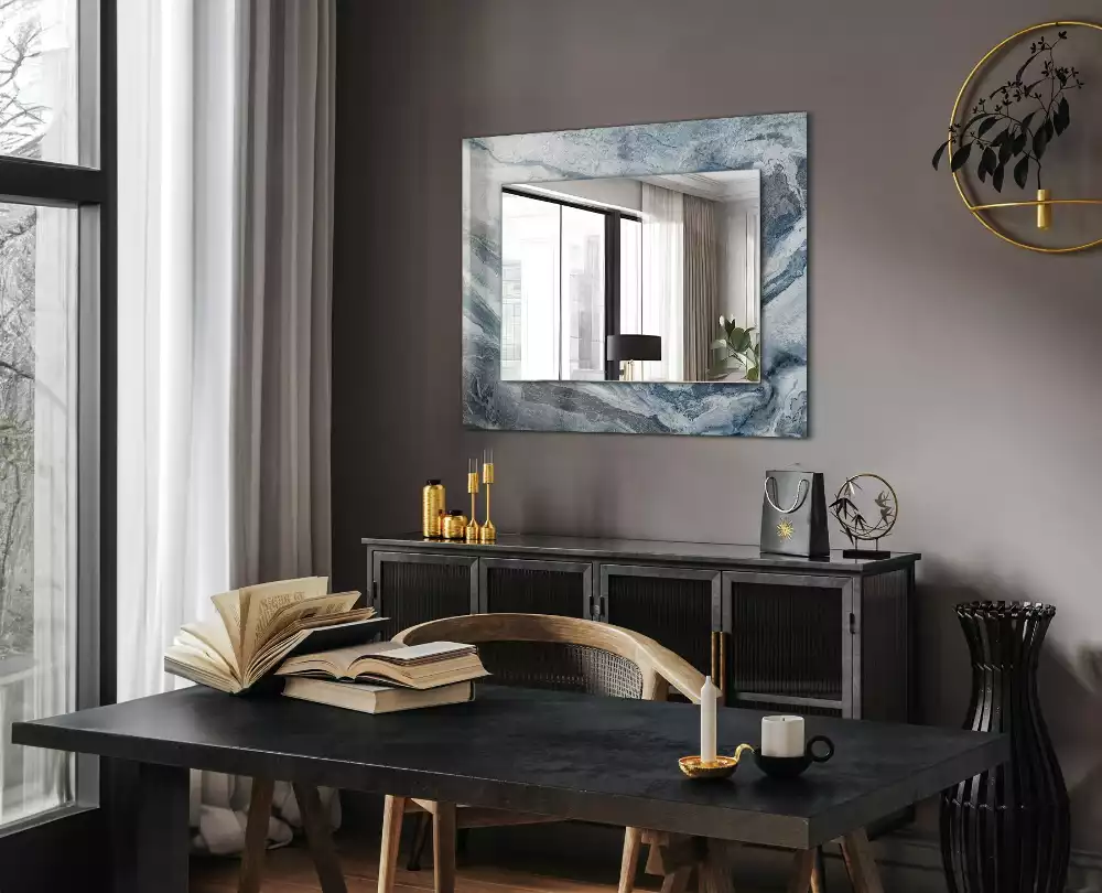 Miroir avec imprimé rectangulaire Marbre en nuances