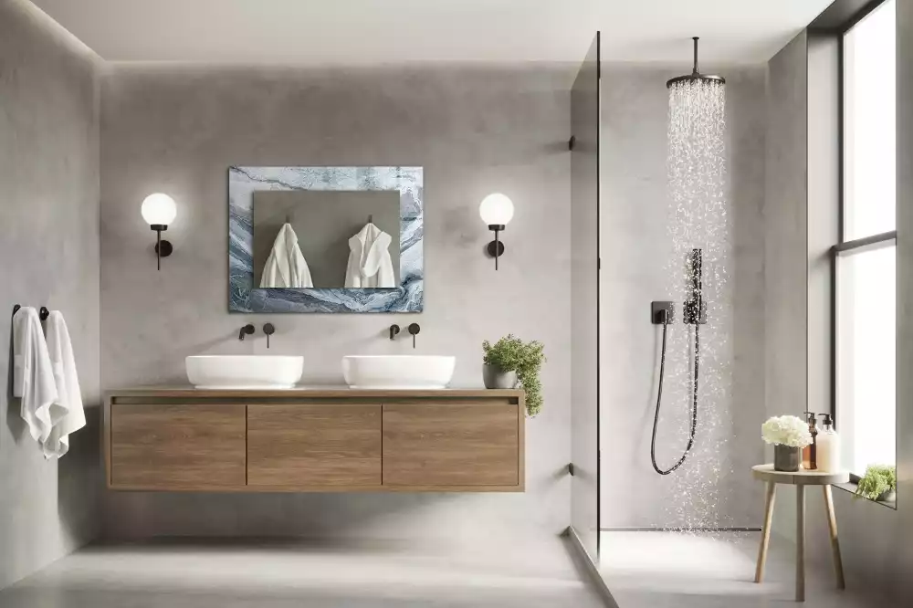 Miroir avec imprimé rectangulaire Marbre en nuances