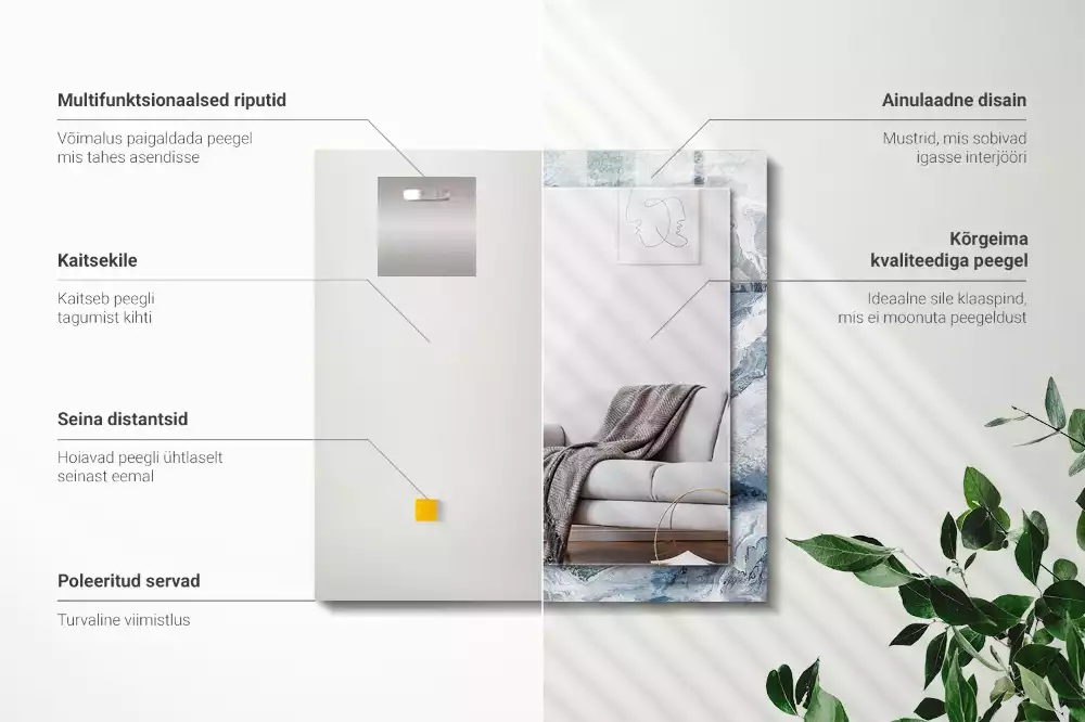 Miroir avec imprimé rectangulaire Marbre en nuances