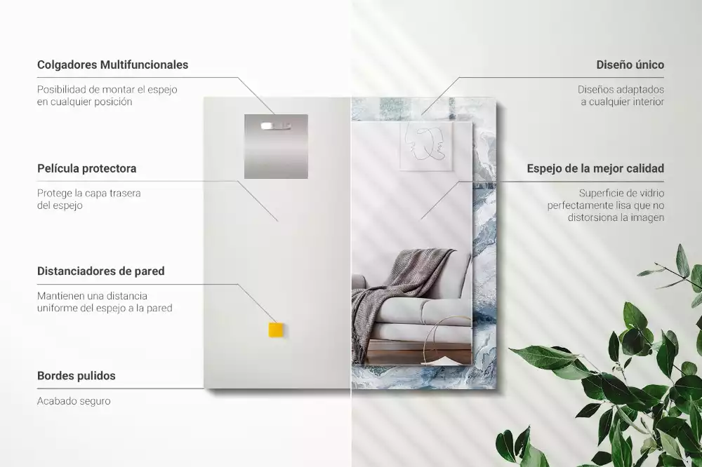 Miroir avec imprimé rectangulaire Marbre en nuances