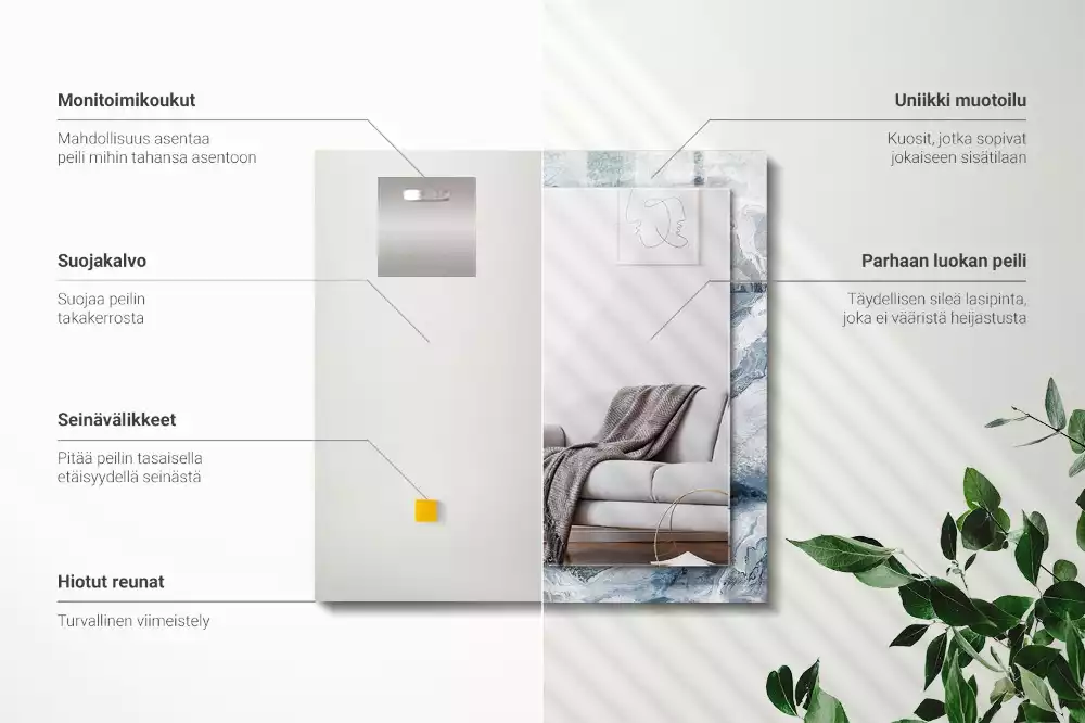 Miroir avec imprimé rectangulaire Marbre en nuances