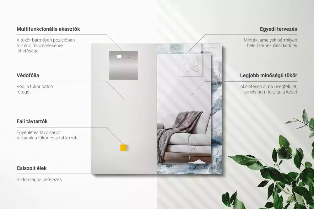 Miroir avec imprimé rectangulaire Marbre en nuances